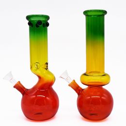 Two Type Gradient Beaker Percolator Bong Hookah Water Glass Pipe Colourful Smoking Glass Fristted Disc Shisha Tobacco Dab Rig Pipes 14mm Female Joint Accessories