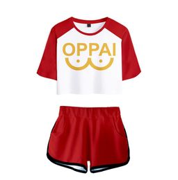 one punch man shirt Canada - Women's Tracksuits Set Anime One Punch Man 3D Print Dew Navel Sport Short Sleeve Tracksuit Girls Sexy Two Pieces Sets Lovely T-shirt Shorts