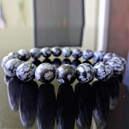 MG1129 New Arrival Men`s Genuine Black Snowflake Obsidian Bead Bracelet Top Quality Natural Jasper Bracelet