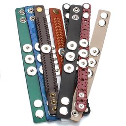 10pcs/lot Snap Jewellery Mixed Punk Mens 18mm Leather Snaps Bracelet DIY Button Bangle Wide Wrap Bracelets For Women