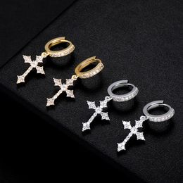 Nya korsörhängen Stud för kvinnor isade ut kubiska zirkoniumsmycken Hip Hop Simple Fashion Diamond Earring Party Gift 2024 252