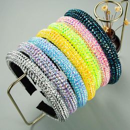 Hair Accessories Hairbands For women Sparkly Padded Rhinestones Headbands Headdress Yellow Blue White 7 colors