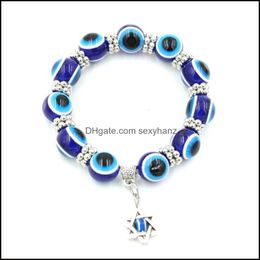 Jewelry Charm Bracelets Turkey Evil Blue Eyes Bracelet Beads 12Mm Stretch Men Gift Drop Delivery 2021 H9G8M