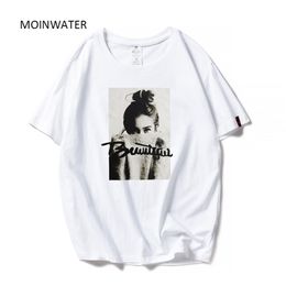 MOINWATER Women New Fashion T shirts Female Cotton White Black Tees&Tops Lady High Street Casual T-shirt MT1943 210406