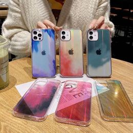 Fashion Laser Aurora Clear Phone Cases For iPhone 12 11 Pro Max XS XR 7 8 Plus Transparent Hard Back Cover
