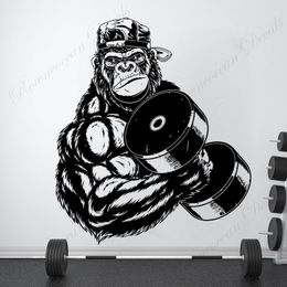 Gorilla Bodybuilder Gym Fitness Wall Decals Show Strong Strength Sticker Vinyl Home Decor Interior Design Mural Removable 4663 210615