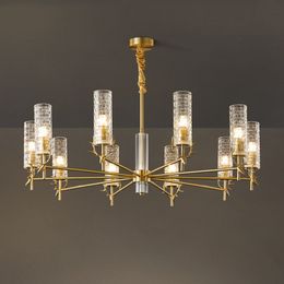 American Minimalism Copper Deer Led E27 Chandelier lamp Living Room Glass Shades Pendant Lighting Lustre Luminarias