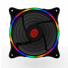 COOLMOON Neon Desktop Computer Fan 12cm RGB Rainbow Colour LED Light Laptop PC Case Cooling Large 4P+Small 3P