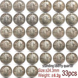 Çeyrek Liberty ABD 33 adet Ayakta Coins 1917-1930 Farklı Yıllar Kopyala Eski Para Sanatı Koleksiyon