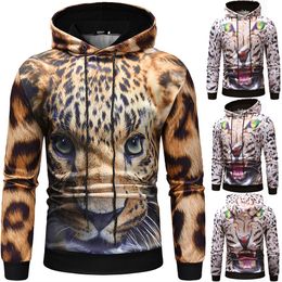 Hooded male leopard head tiger head digital printing hoodie casual sweater long sleeves