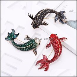 Pins, Brooches Jewelry Enamel Fish For Women Available Large Carp Pins Animal Style Brooch Fashion Coat Broch 3 Colors Drop Delivery 2021 Gk