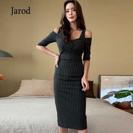 Womens Stripes Office Summer Sexy V-Neck Dress OL Work Wear Dresses Bodycon Pencil Business Vestidos 210518