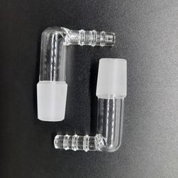 Bong L-Form-Glas-Adapter-Dampf-Peitschen-Hukahn-Rauch-Accessoire 14mm 18mm männliches weibliches klares 90-grad rechtwinklig für wasser pipe bongs q v-turm verdampler