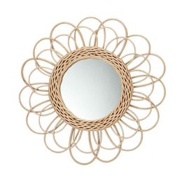 Rattan Innovative Art Decoration Round Makeup Mirror Dressing Bedroom Bathroom Wall Hanging Mirrors Drop shipping