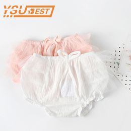 0-2Yrs Baby Shorts Lovely born Pink White Toddler Girls PP Cotton Summer Trousers Children Short 210429