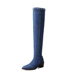 2022 New Arrival Over The Knee Thigh High Boots Thick High Heels Fashion Autumn Winter Ladies Footwear Size 34-39