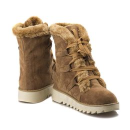 And Boots Thick Veet Winter Autumn Flat-Heeled Ladies Snow Women's Short Lace Up Plus Size Shoes
