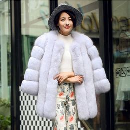 ZADORIN S-4XL Winter Luxury Faux Fox Fur Coat Slim Long Pink Red Blue Faux Fur Jacket Women Fake Fur Coats manteau fourrure Y0829