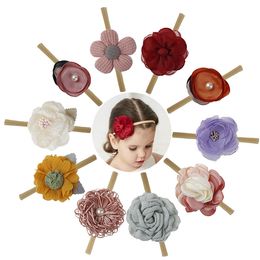 Hair Accessories 10Pcs/Set Baby flower Headbands Kids Girl Nylon Headband Hairband For Girls Toddler M3715