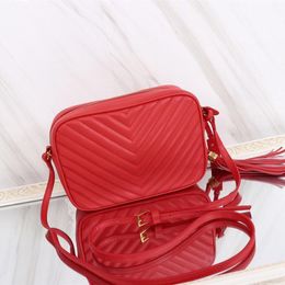 Classic V-shaped flip camera handbag female bag sheepskin handbags fashion tassel single shoulder messenger square bags