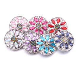 Wholesale Crystal Silver Color Snap Button Women Charms Jewelry findings Oval Rhinestone 18mm Metal Snaps Buttons DIY Bracelet jewellery