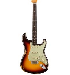 Custom Shop 1960 Relic Chocolate 3-Tone Sunburst Electric Guitar Tremolo Bridge & Whammy Bar, Vintage Tuners, V Engrave Neck Plate