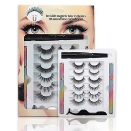 Soft Light Natural 3D Magnetic False Eyelashes Glue-free with Eyeliner Tweezer Makeup Removal Handmade Reusable Magnet Fake Lashes For Eyes DHL Free