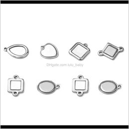 cameo jewelry wholesale Canada - Charms 50Pcslot Fashion Oval Round Square Heart Shape Stainless Steel Pendant Diy Base Cabochon Settings Blank Tray For Cameo Jewelry Kciw6