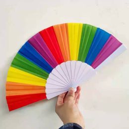 New Arrival Chinese Style Colorful Rainbow Folding Hand Fan Party Favors Wedding Souvenirs Giveaway For Guest DH6117