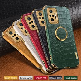 Ring Holder Plating Leather Cases For Xiaomi Redmi Note 10 9 Pro 10S 9S POCO X3 Pro NFC Soft Phone Cover Shockproof Shell