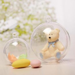 leather ornaments UK - Christmas Decorations Openable Transparent Plastic Ball Baubles 4cm To 14cm Tree Ornament Party Wedding Clear Balls Supplies