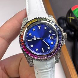 Classic Watch Candy Colour Diamond Mens Watches Automatic Mechanical 40mm Rainbow Bezel Business Women WristWatch Montre De Luxe