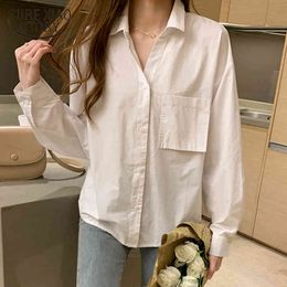 Autumn Long Sleeve Shirts For Plus Size Cardigan Casual Office White Blouse Cotton Button Up Shirt Women 11406 210415