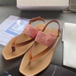 2021 Fashion Designer Women Beach Sandals Embroidery Platform Shoes Flip Flops Loafers Summer Flats Ladies Sandals Slipper Size 35-42