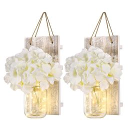 Party Decoration Partykindom 2pcs Vintage Patio Hanging Lights Home Decor Sconces Hydrangea Floral Decorative Wall