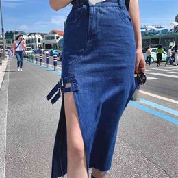 Casual High Waist Women Jean Skirt Streetwear Skinny Female Denim 210514