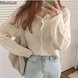 Autumn Fashion Solid Women Cardigans Tops Long Sleeve Single-breasted Casual Korean Femme 210513