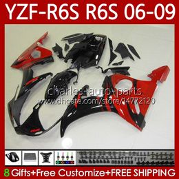 Motorcycle Red Flames Fairings For YAMAHA YZF R6 S 600 CC YZF600 YZF-R6S 2006 2007 2008 2009 Body 96No.133 YZF-600 600CC YZFR6S 06-09 YZF R6S 06 07 08 09 OEM Bodywork Kit