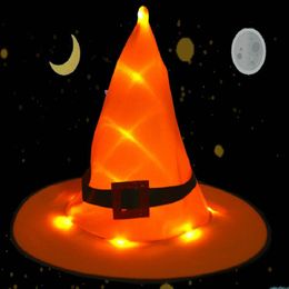 Party Hats Lighted Witch Hat Battery Powered Hanging Halloween Decoration For Garden Indoor Outdoor 2021ing