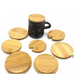 Bamboo Cap Lids 82mm 106mm Reusable Wooden Mason Jar Coffee Cup Lid LLD12402