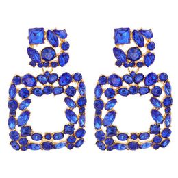 Fashion Full Rhinestone Drop Earrings For Women Bijoux Shiny Square Drop Crystal Dangle Earrings Jewellery Gifts