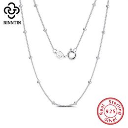 Rinntin 925 Sterling Silver Chain Necklace Side 2.0mm Ball Beads On Neck For Women Jewellery Elegant Ladies Decor SC22 Chains