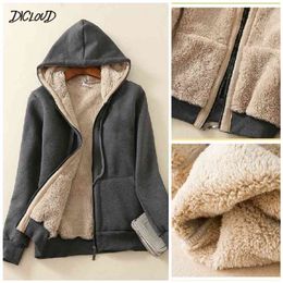 Womens Cashmere Winter Warm Coats Thick Parka Hooded Coat Women Jacket Basic Fashion 210923