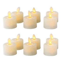 flameless candle moving wick UK - 6 or 12 Pieces Small Flameless Swing Candle Light With Warm White Moving Wick,Battery Powered Romantic Window Decorative Candle H1222