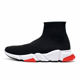 2021 Top Fashion Graffiti Sock Boots Shoes Women Mens Designer Sneakers Black White Beige Red Casual Trainers Lace Up Clear sole Tripler Socks 36-45 X0Qt#
