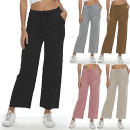 Summer Quick Dry Black Wide Leg Pants Female High Waist Loose Women Pocket Drawstring Sweat Breathable Plus Size 210604