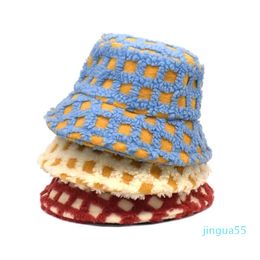 designer Stingy Brim Hats Ladies Winter Cold Warm Hat Lattice Fisherman Female Basin European And American Men's Fashion