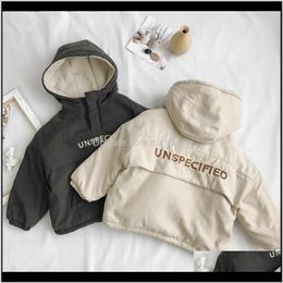 Down Outwear Clothing Baby Maternity Drop Delivery 2021 Wlg Winter Boys Girls Parkas Kids Veet Hooded Long Sleeve Letter Printed Beige Gray C