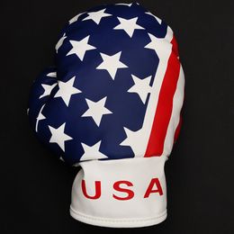 Star USA Flag Printing PU Leather Boxing Design Golf Club Headcover Covers for Driver Fariway Wood