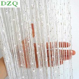 DZQ 100*200cm Shiny Tassel Glitter Line Curtain Living Room Window Blind Valance Room Divider Home Door Decorative 210712